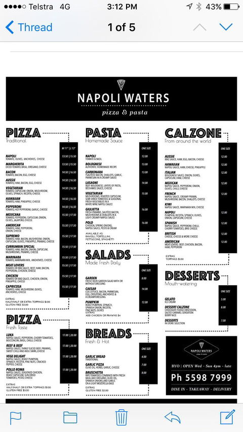 Napoli Waters Pizza & Pasta - Lismore Accommodation 3